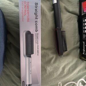 Advanced Hair Straightening Comb - Black and Pink